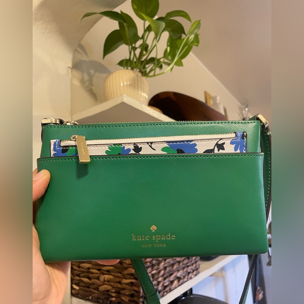 SOLD - Kate Spade Green Crossbody Bag with Floral Wallet